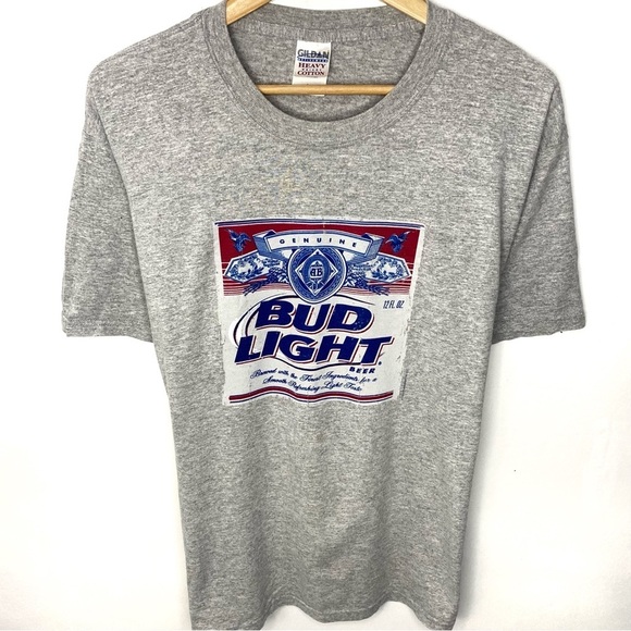 Vintage Bud Light Beer Men’s Heather Gray Short Sleeve Logo T Shirt Size XL - Picture 1 of 8